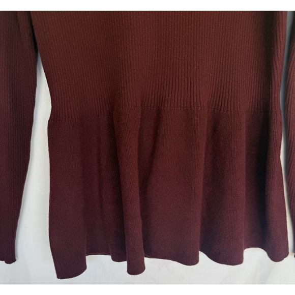 Belldini Womens Pearl Ribbed Knit Sweater Size XL Maroon Peplum Hem Holiday Part - Picture 4 of 11